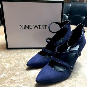Nine West Jevneo Dark Blue Suede Heels